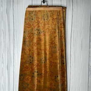 Vintage 90s Floral Print Velvet Maxi Skirt Brown Floral Soft Grunge Med Whimsey